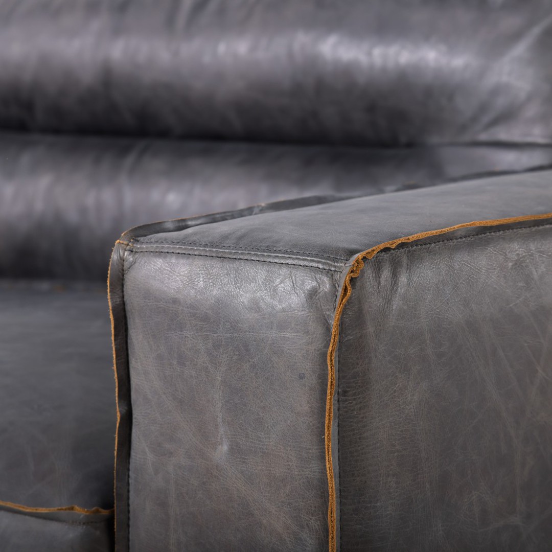 Casoria 3 Seater Leather Sofa - Antique Ebony image 8